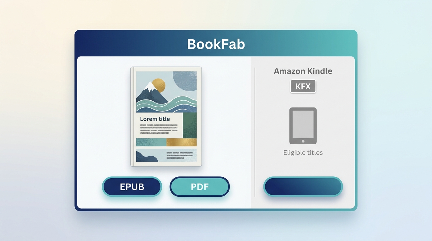 BookFab Kindle Converter detects a Kindle book and offers EPUB or PDF export.