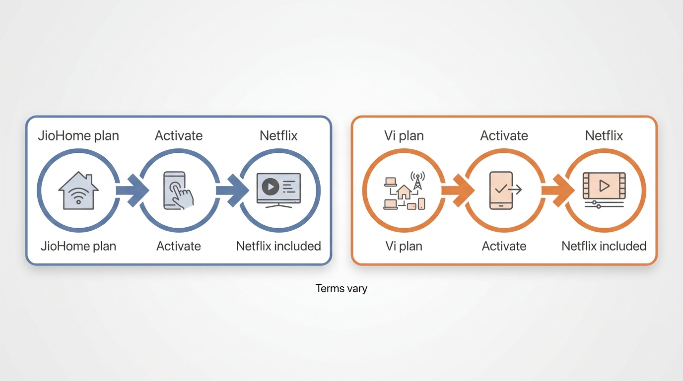 JioHome and Vi paths for activating Netflix benefits on eligible plans