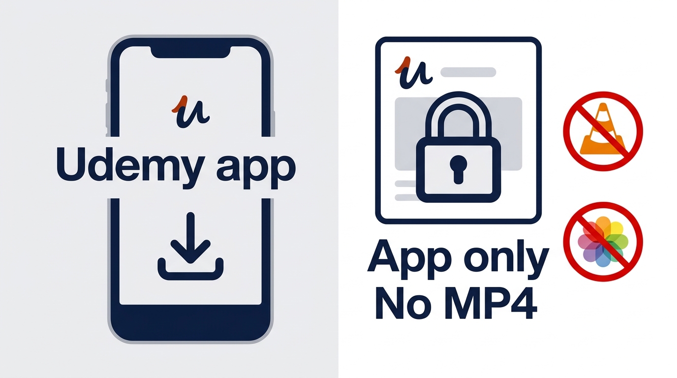 Udemy offline lecture download remains encrypted inside the Udemy app, not as an MP4 file.