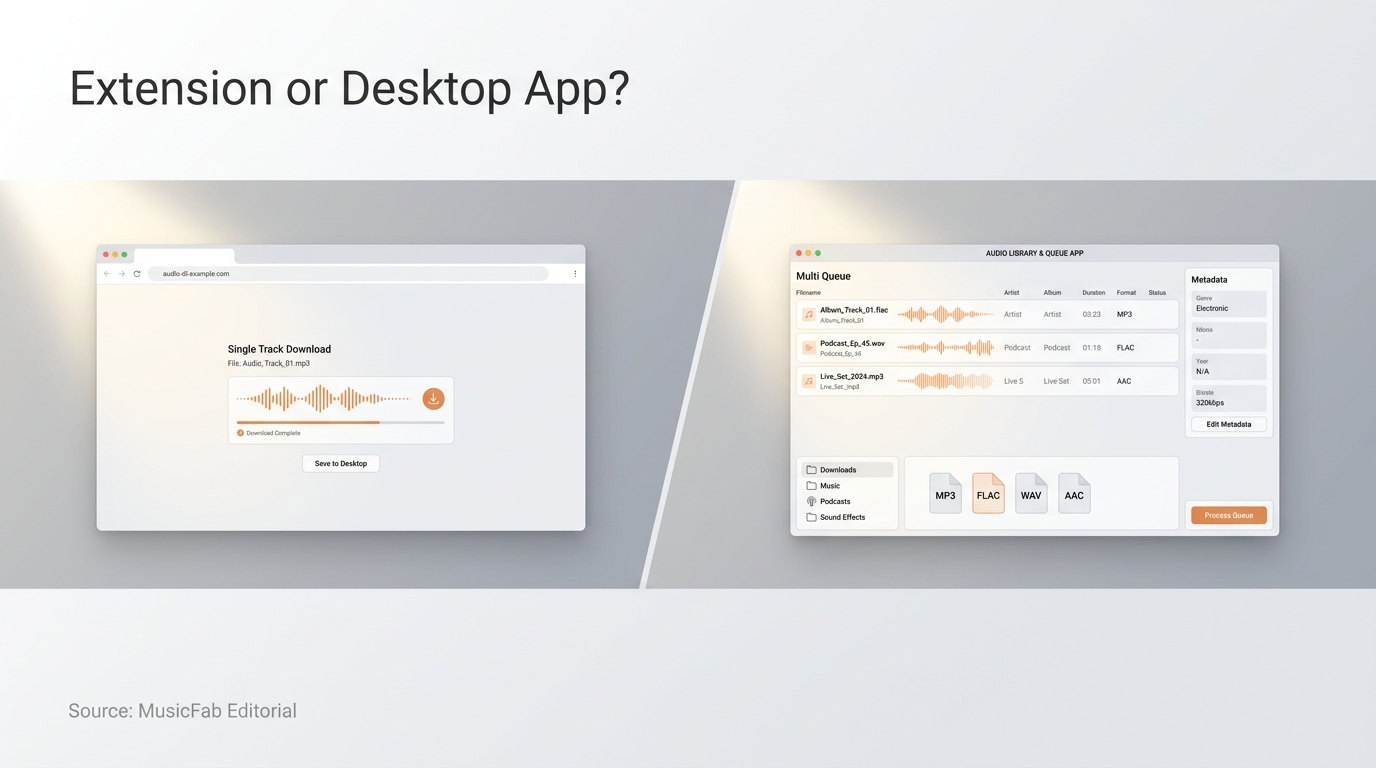 Browser convenience works for small jobs; controlled queues and file organization matter as the libr