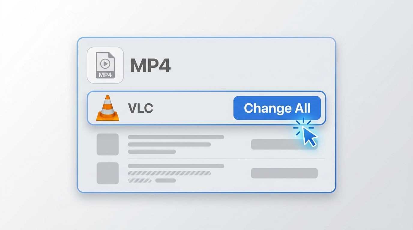 Finder Get Info sets VLC as the default player for MP4 files.