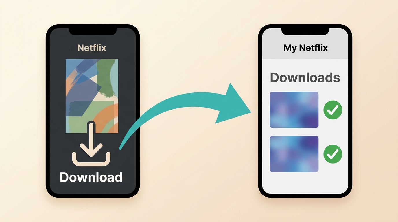 Netflix iPhone download button and My Netflix Downloads list