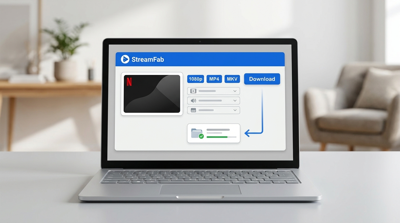 StreamFab Netflix Downloader selecting 1080p MP4 or MKV local downloads on Windows