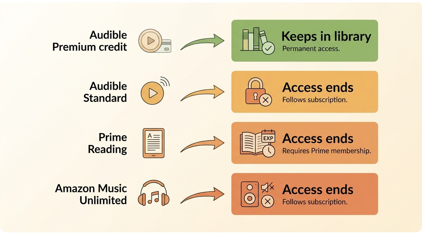 Audiobook access retained after canceling Amazon subscriptions