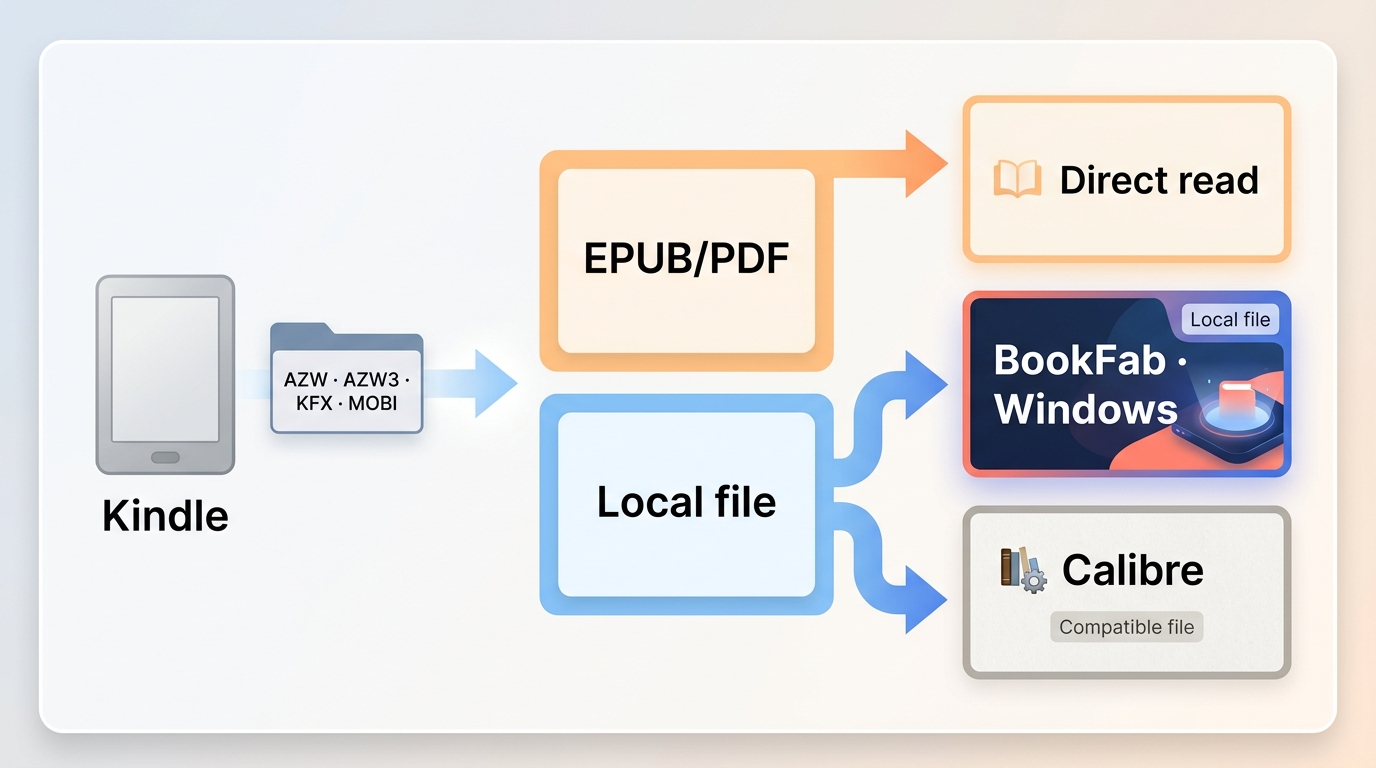 Amazon Kindle file check for direct EPUB, BookFab, or Calibre conversion routes