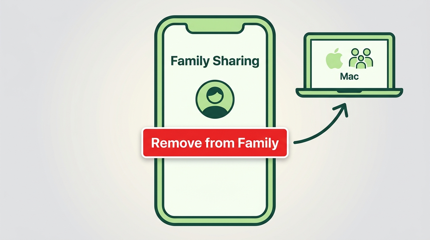 Apple Family Sharing member settings with Remove from Family