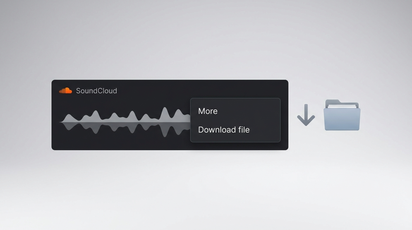 SoundCloud More menu with the artist-enabled Download file option on PC