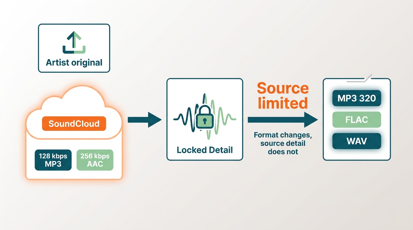 SoundCloud source quality compared with MP3, FLAC, WAV and artist original files
