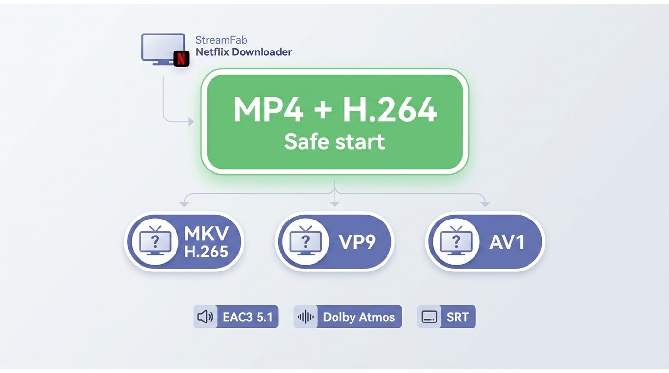 Netflix USB playback guide comparing MP4 H.264 with MKV and newer codecs.
