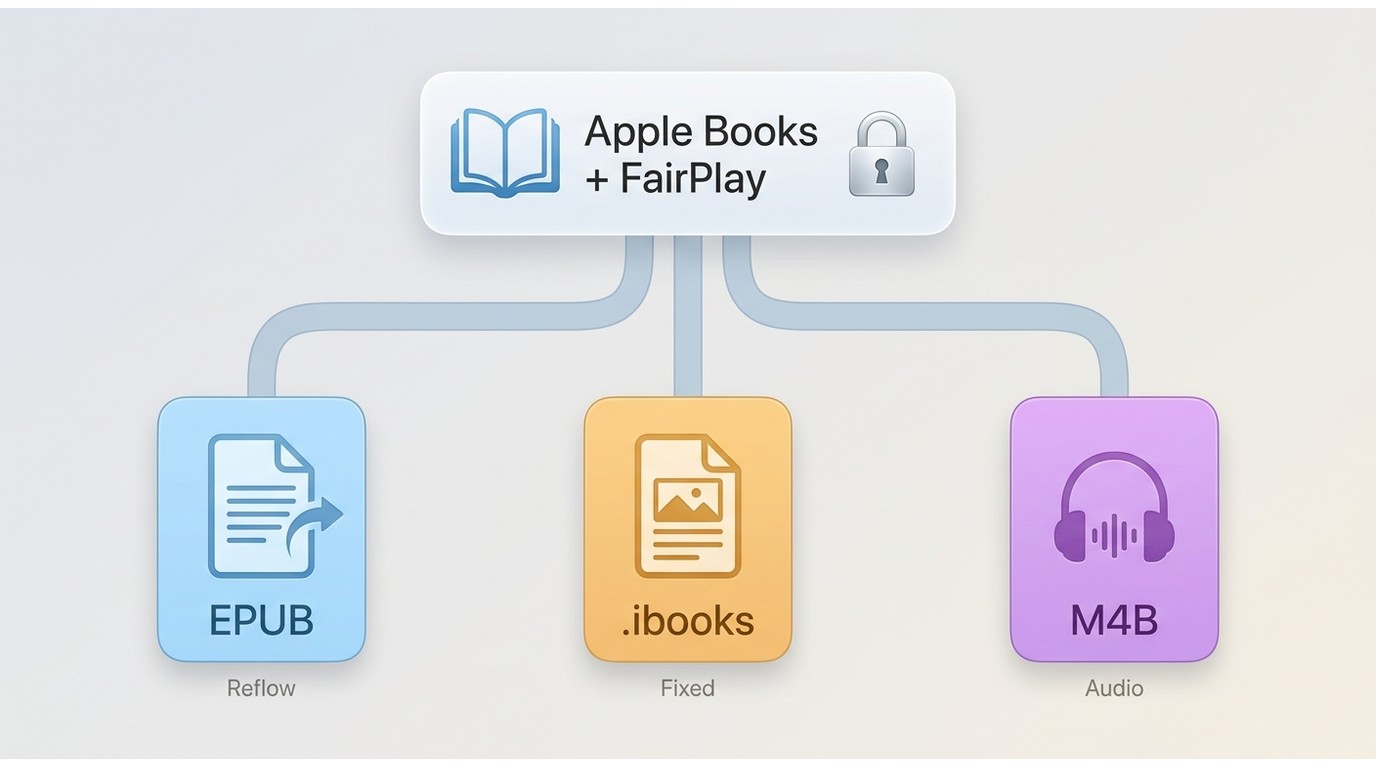 FairPlay scope across Apple Books EPUB, .ibooks, and audiobook files