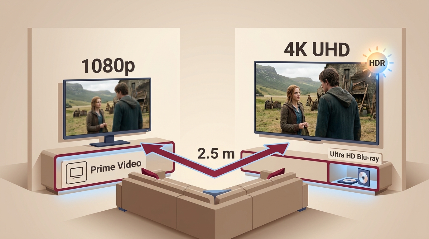 How screen distance and HDR affect visible UHD detail