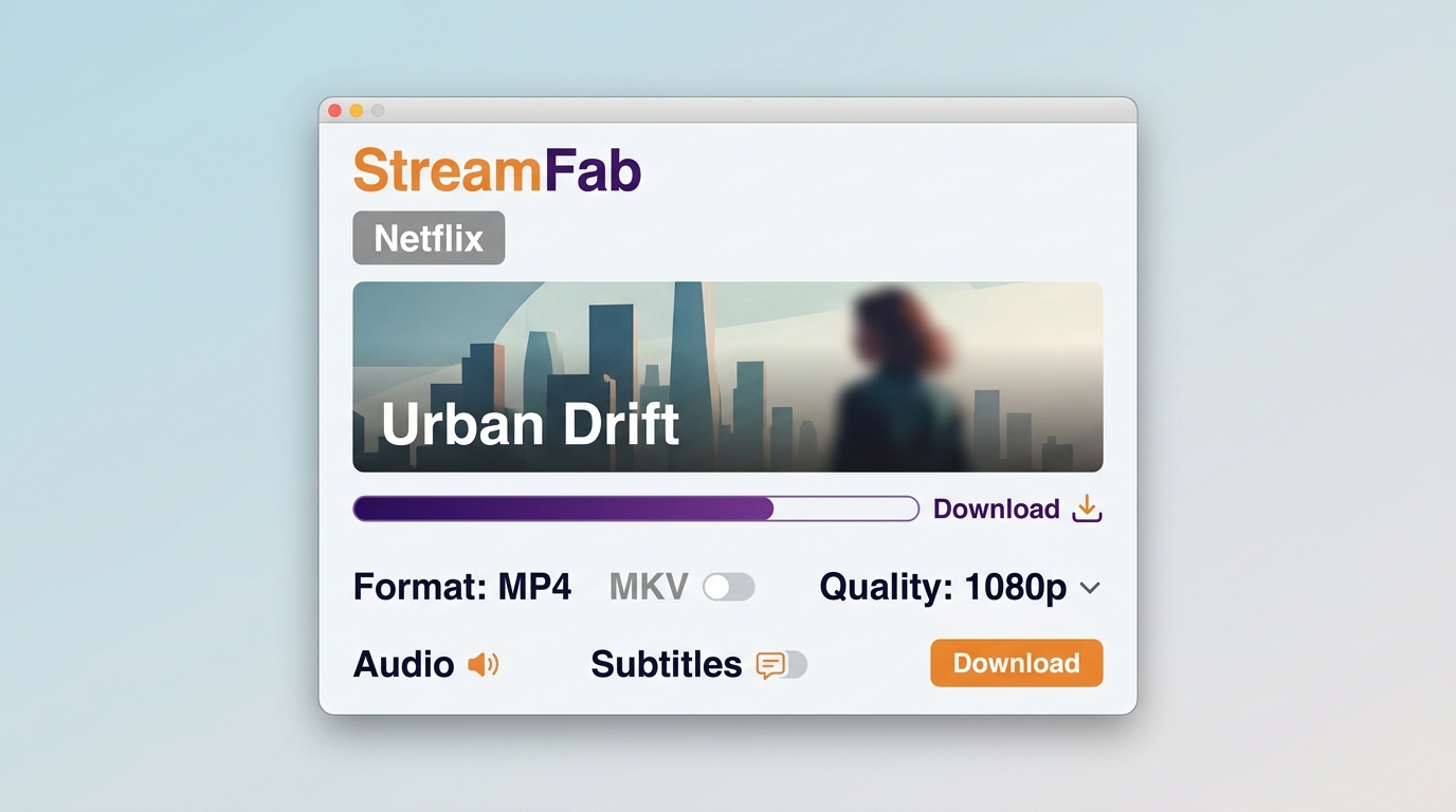 StreamFab on macOS downloading a Netflix title as an MP4 or MKV file