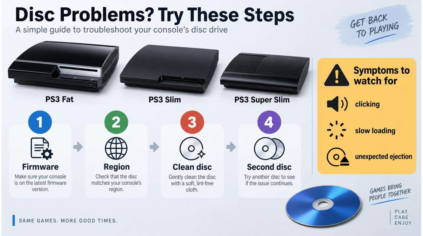 PS3 Fat, Slim, and Super Slim with Blu-ray drive warning signs