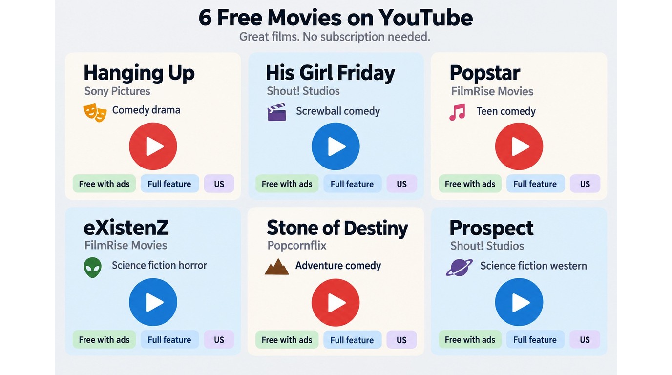 Free YouTube movies grouped by genre and verified source channel
