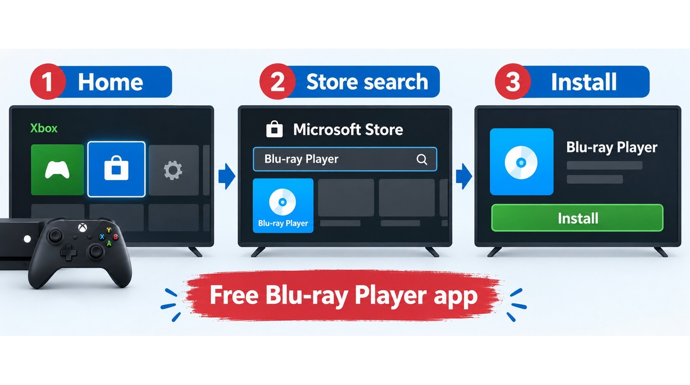 Xbox Microsoft Store path to install the Blu-ray Player app