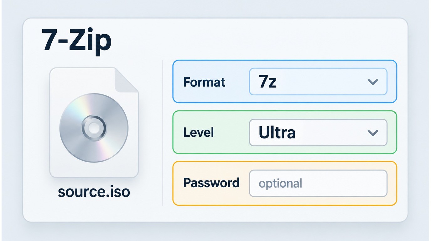 7-Zip settings for archiving an ISO as a 7z file