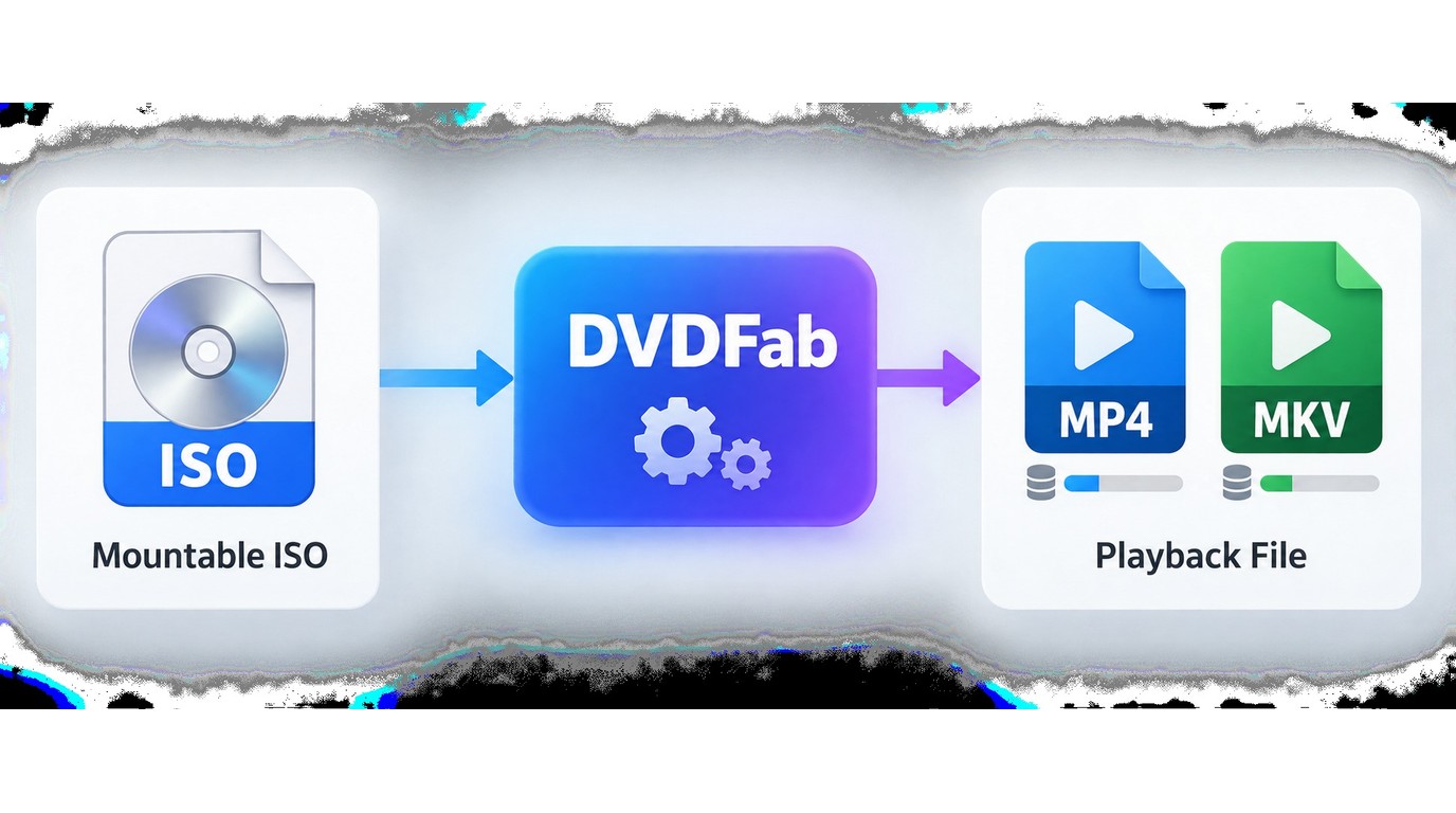 DVDFab converts a DVD ISO into an MP4 or MKV playback file