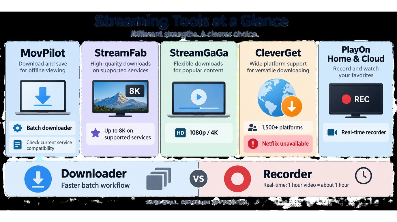 Comparison of MovPilot alternatives by quality, coverage, and workflow