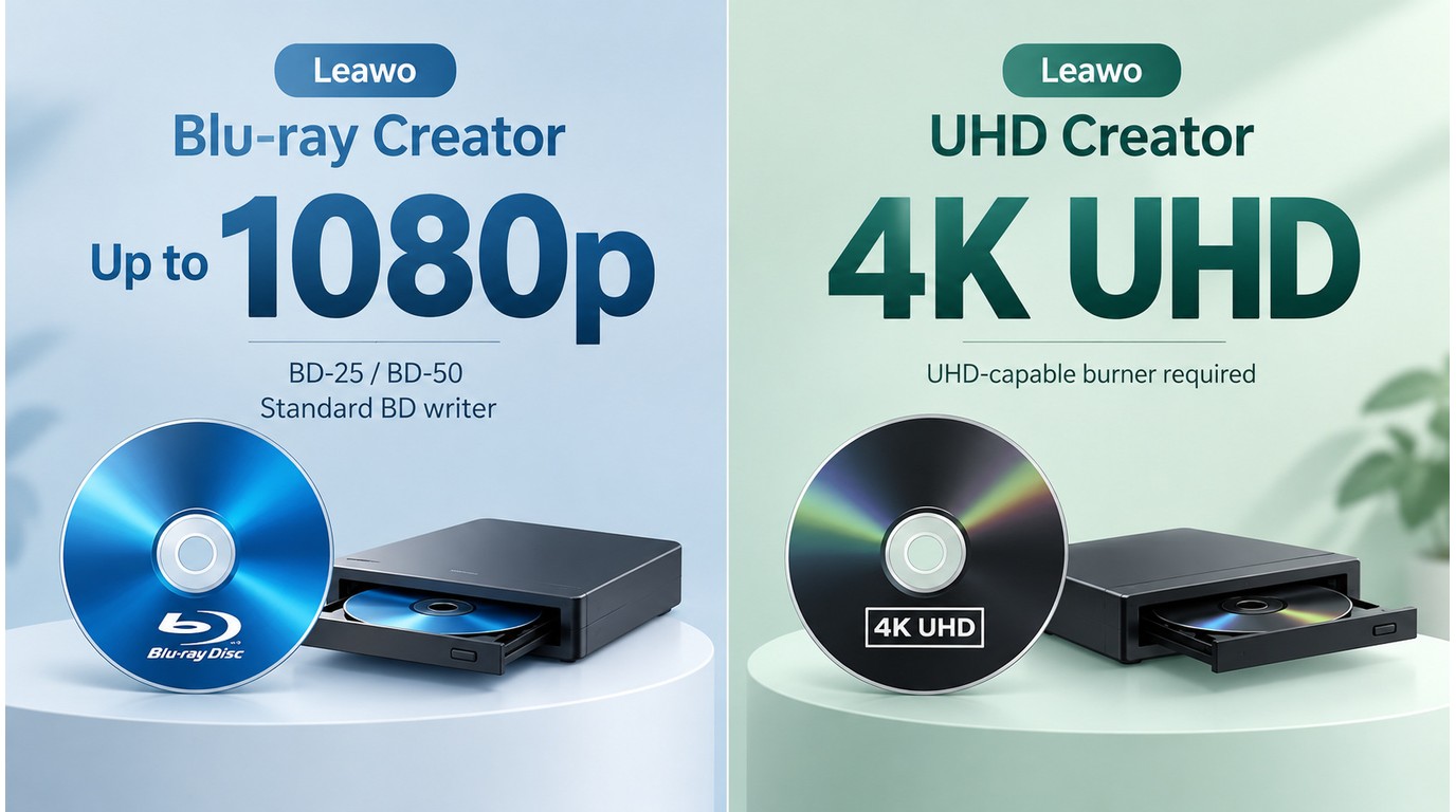 Leawo Blu-ray Creator 1080p limits versus Leawo UHD Creator 4K requirements