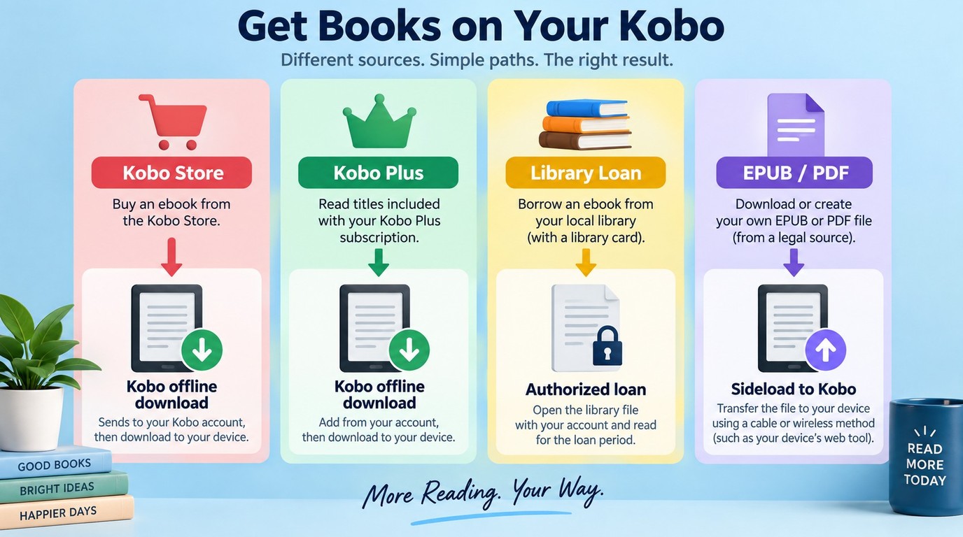 Kobo source paths mapped to offline download, ACSM export, loan access, or EPUB/PDF sideload