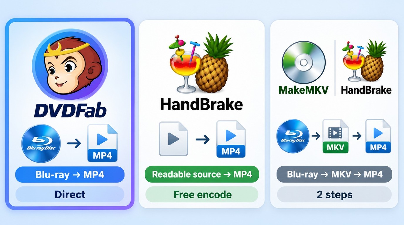 Choosing between DVDFab, HandBrake, and MakeMKV workflows