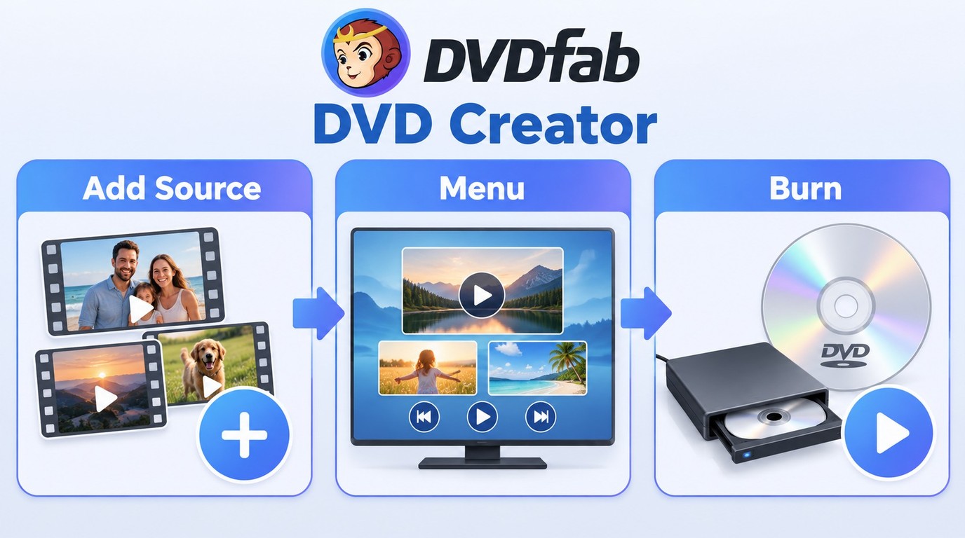 How to import videos, customize a menu, and burn a DVD with DVDFab DVD Creator