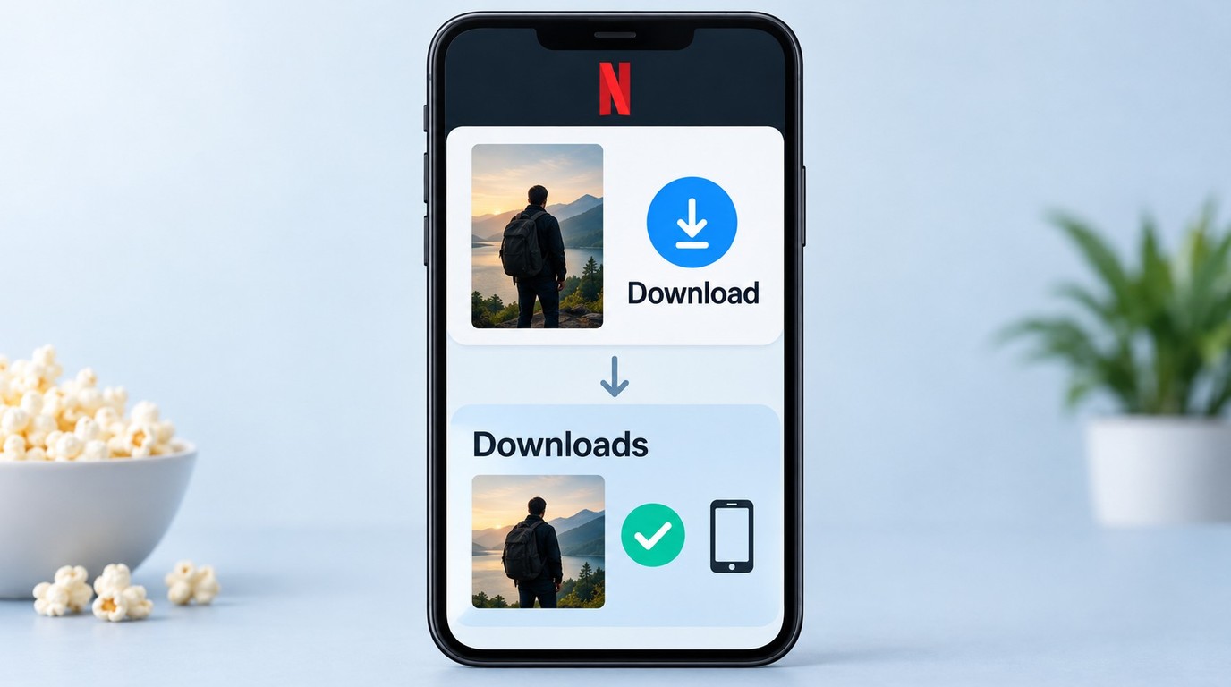 Netflix mobile app Download button and Downloads section for offline viewing