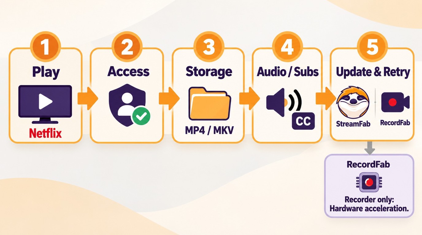 Playback troubleshooting order from Netflix access to storage, tracks, and software updates