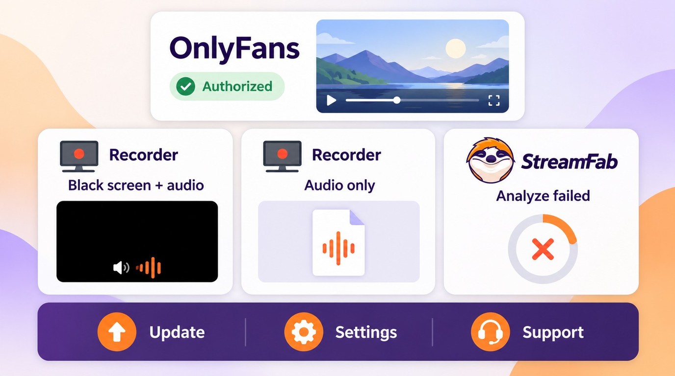 Troubleshooting OnlyFans black video, audio-only files, and StreamFab output failures.