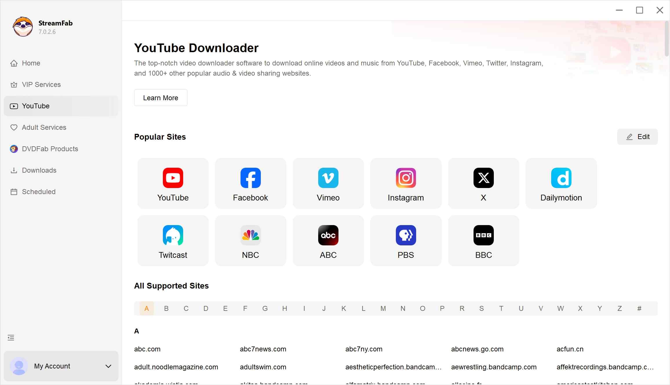 find YouTube in the YouTube section