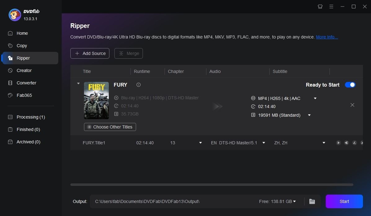 Öffnen Sie DVDFab und laden Sie eine DVD/ISO/Ordner