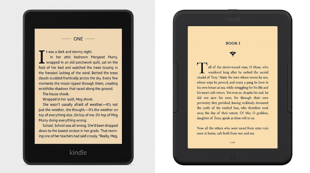 kindle vs nook 2026: Screen and Lighting