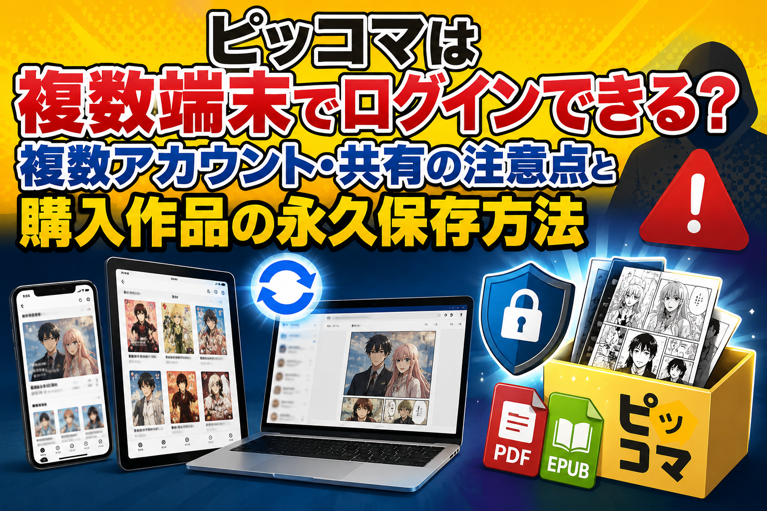 ピッコマは複数端末でログインできる?複数アカウント・共有の注意点と購入作品の永久保存方法