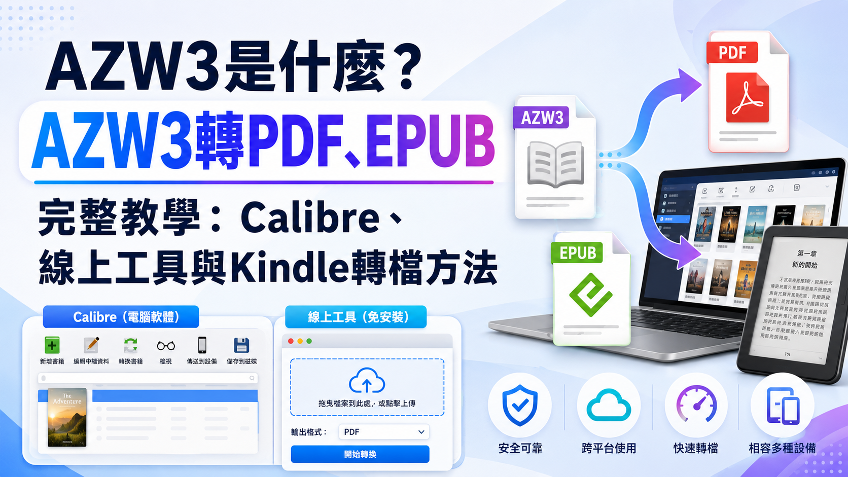 AZW3是什麼？AZW3轉PDF、EPUB完整教學：Calibre、線上工具與Kindle轉檔方法