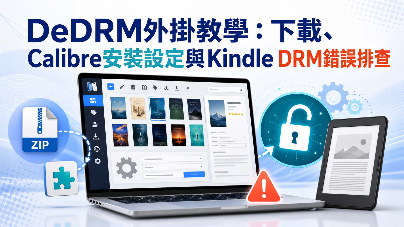 DeDRM外掛教學:下載、Calibre安裝設定與Kindle DRM錯誤排查