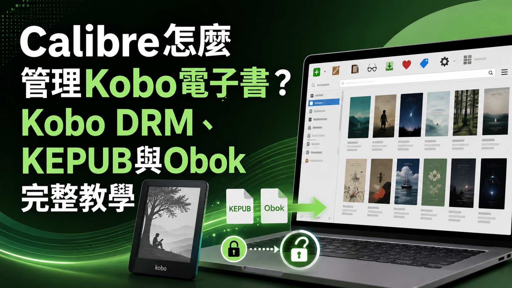 Calibre怎麼管理Kobo電子書？Kobo DRM、KEPUB與Obok完整教學