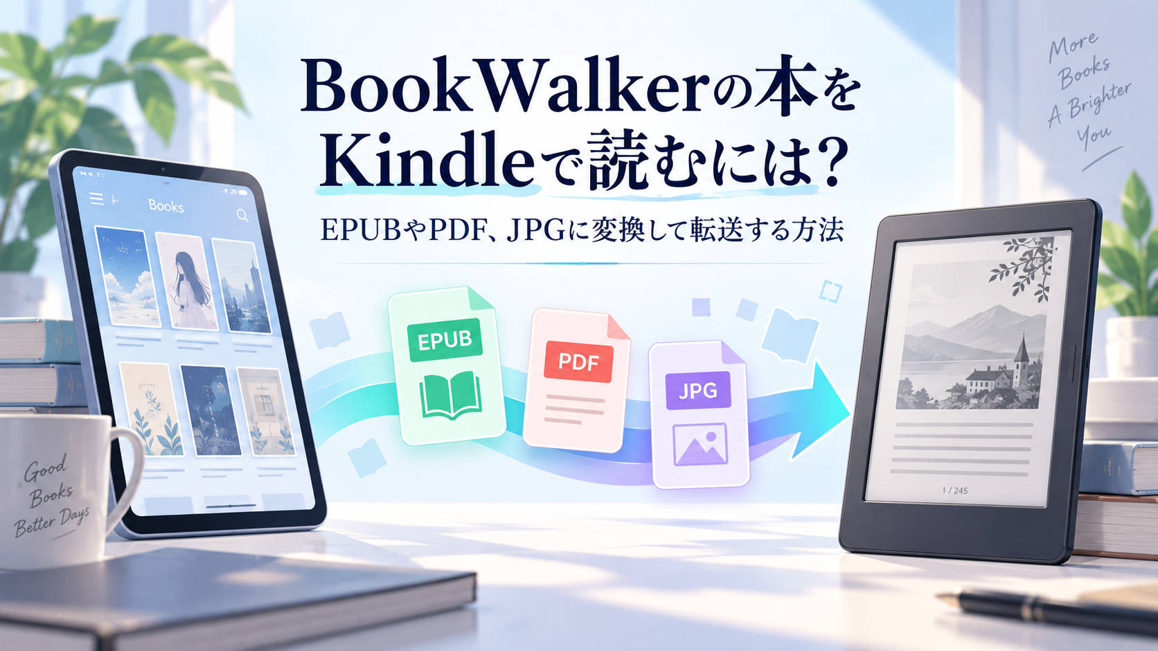 BookWalkerの本をKindleで読むには？EPUBやPDF、JPGに変換して転送する方法