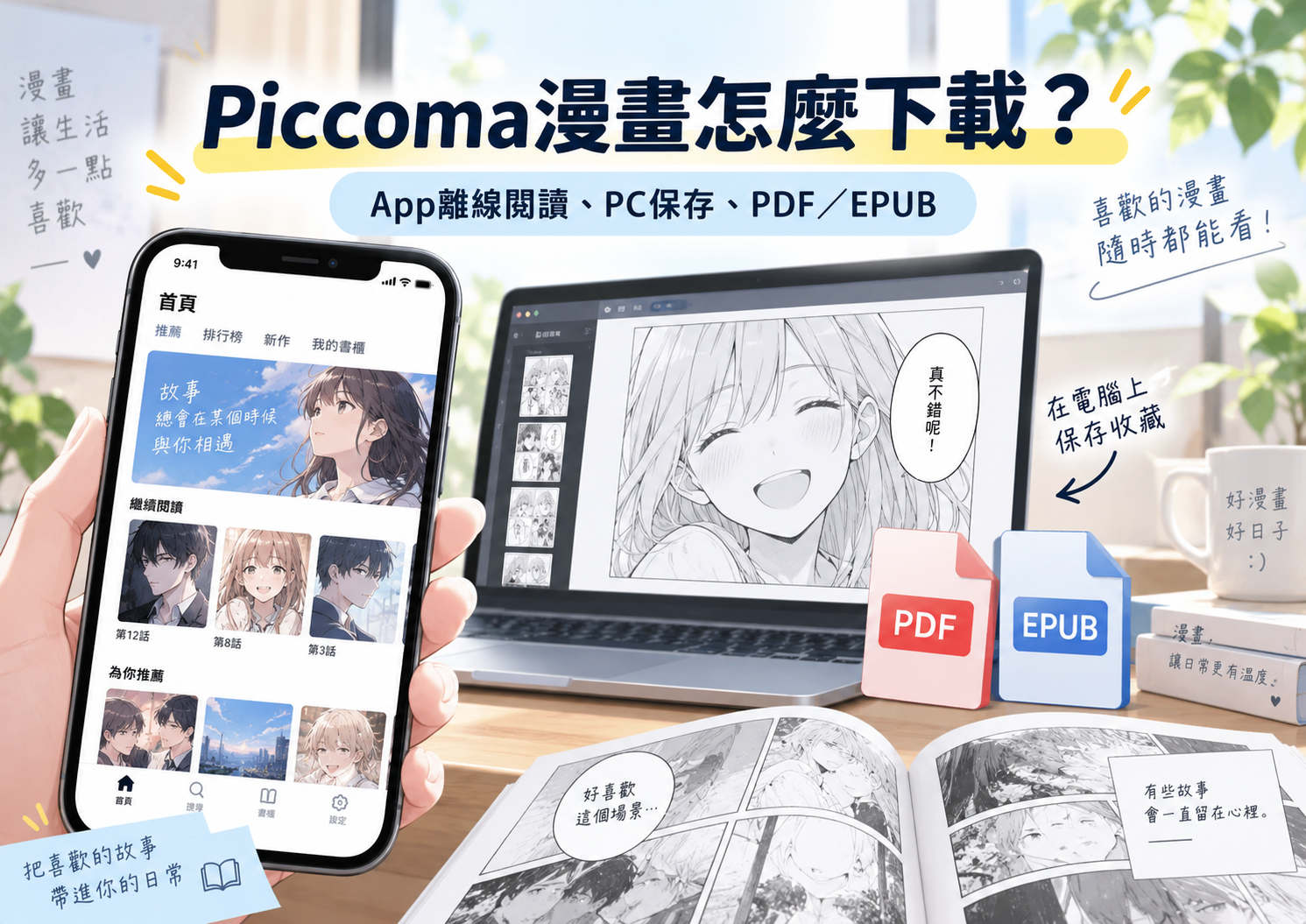 Piccoma漫畫怎麼下載？App離線閱讀、PC保存與PDF／EPUB完整教學