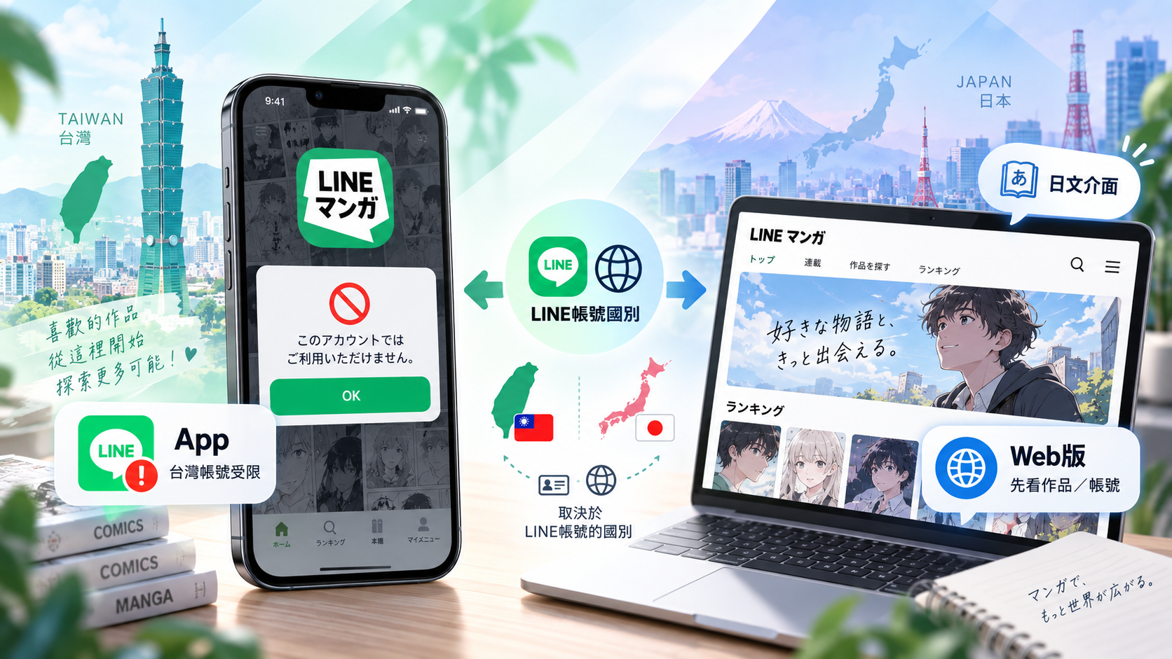 日本LINE Manga在台灣可以用嗎？