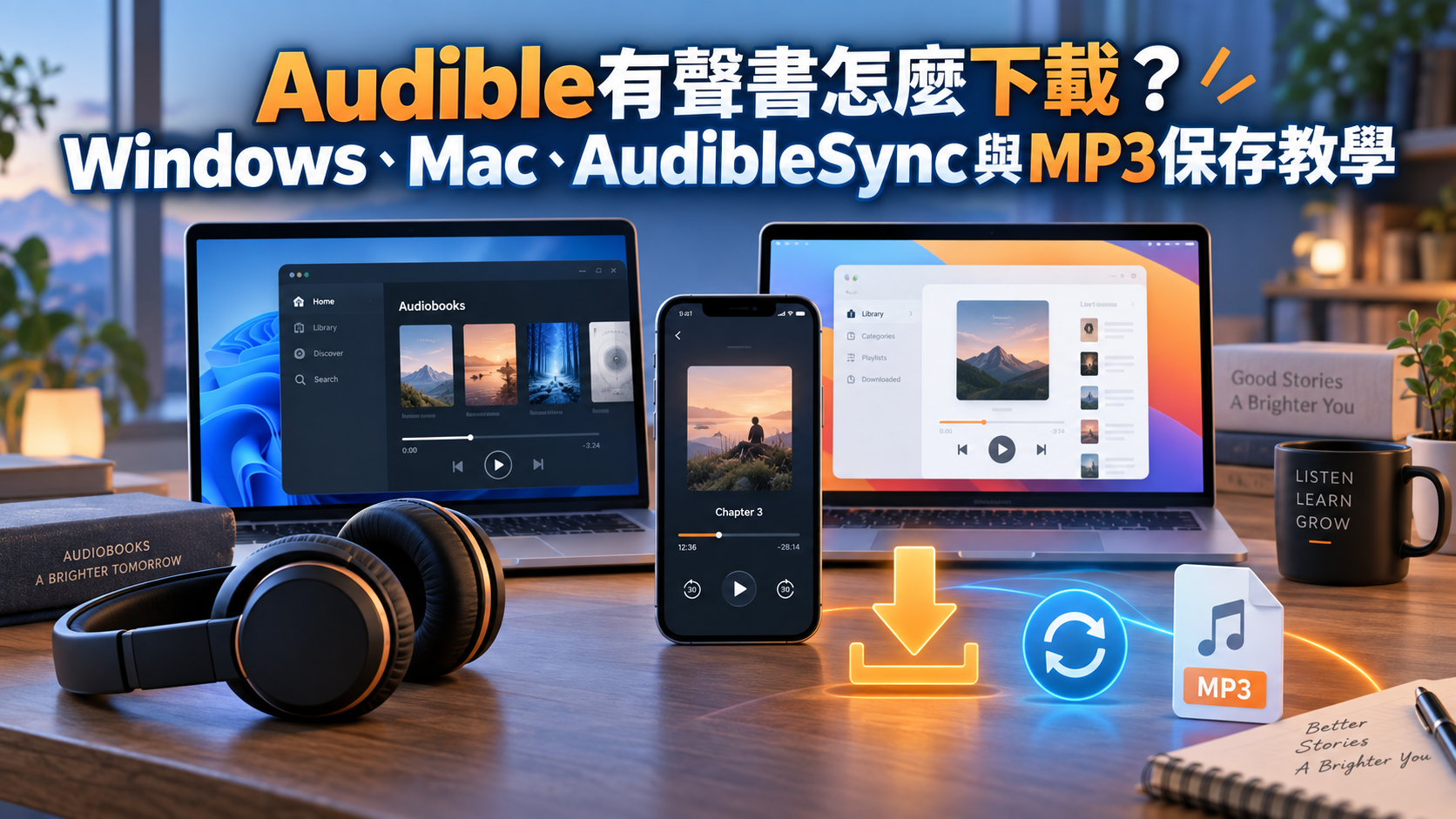 Audible有聲書怎麼下載？Windows、Mac、AudibleSync與MP3保存教學