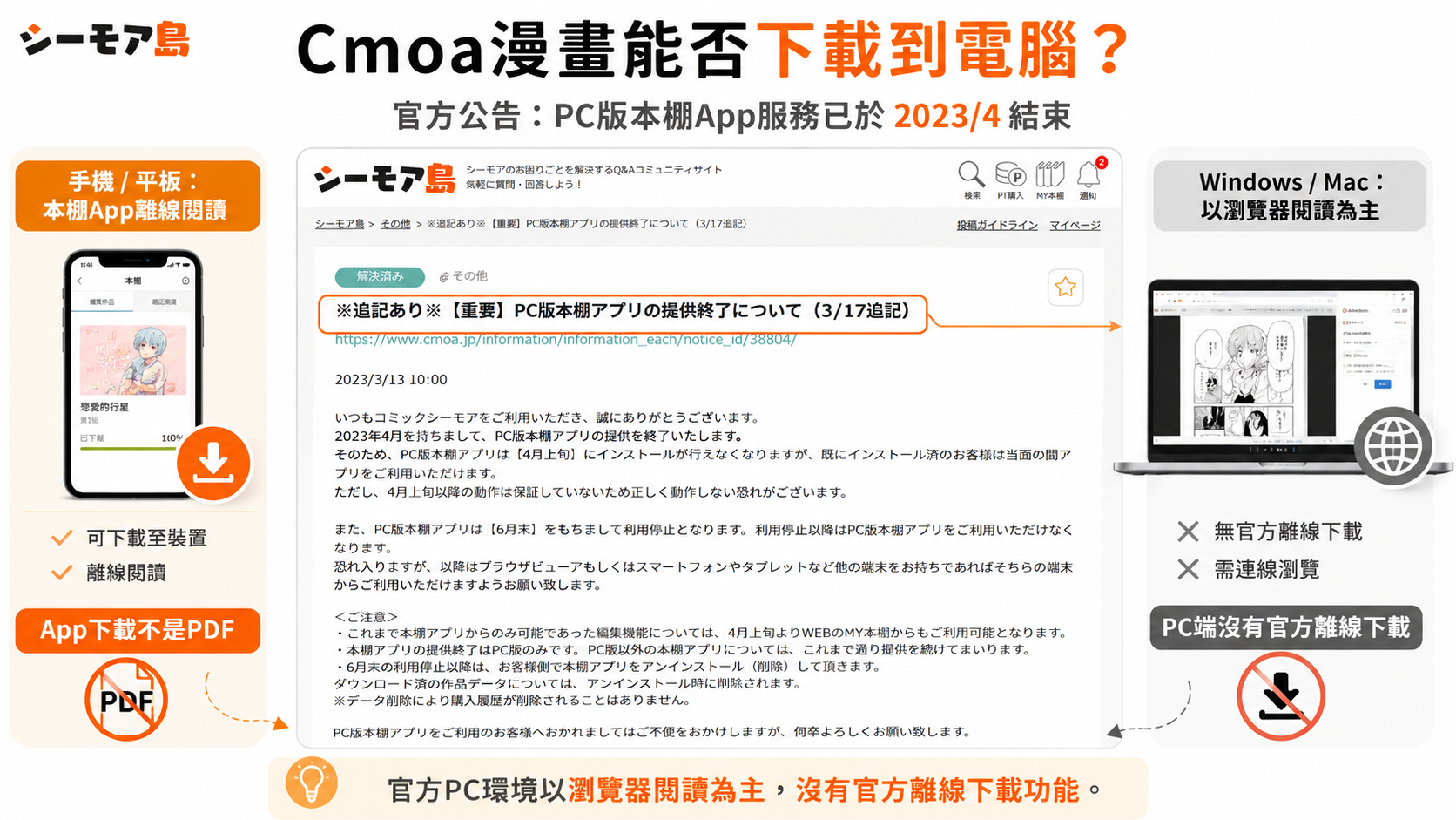 Cmoa漫畫能不能保存到PC？