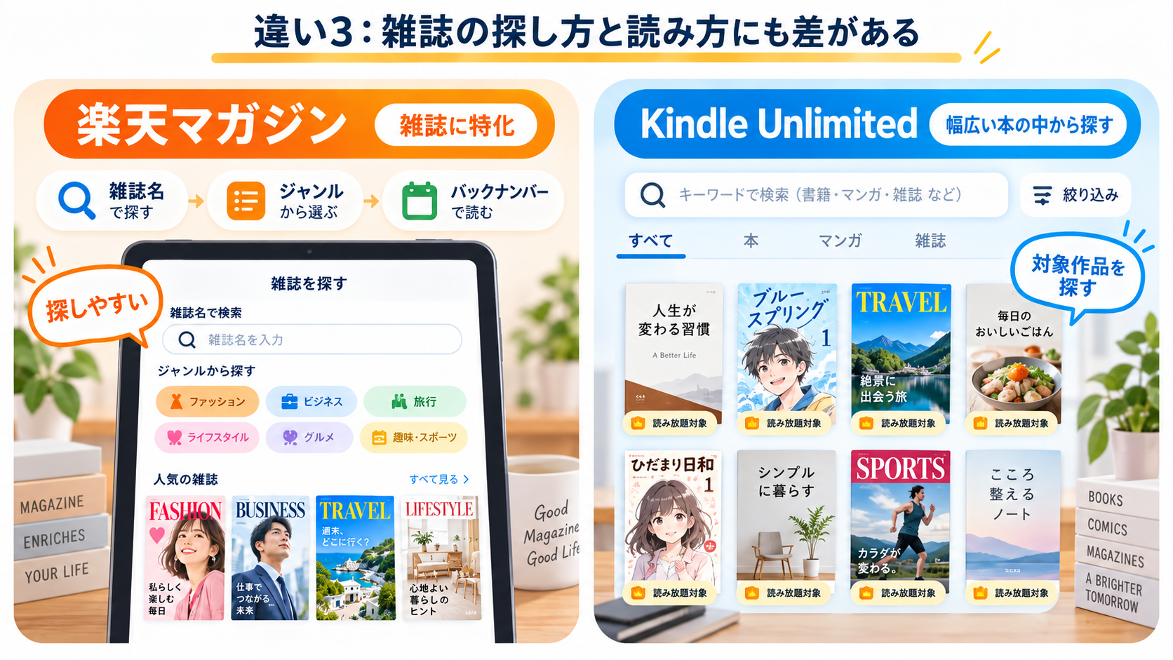 雑誌の探し方と読み方にも差がある