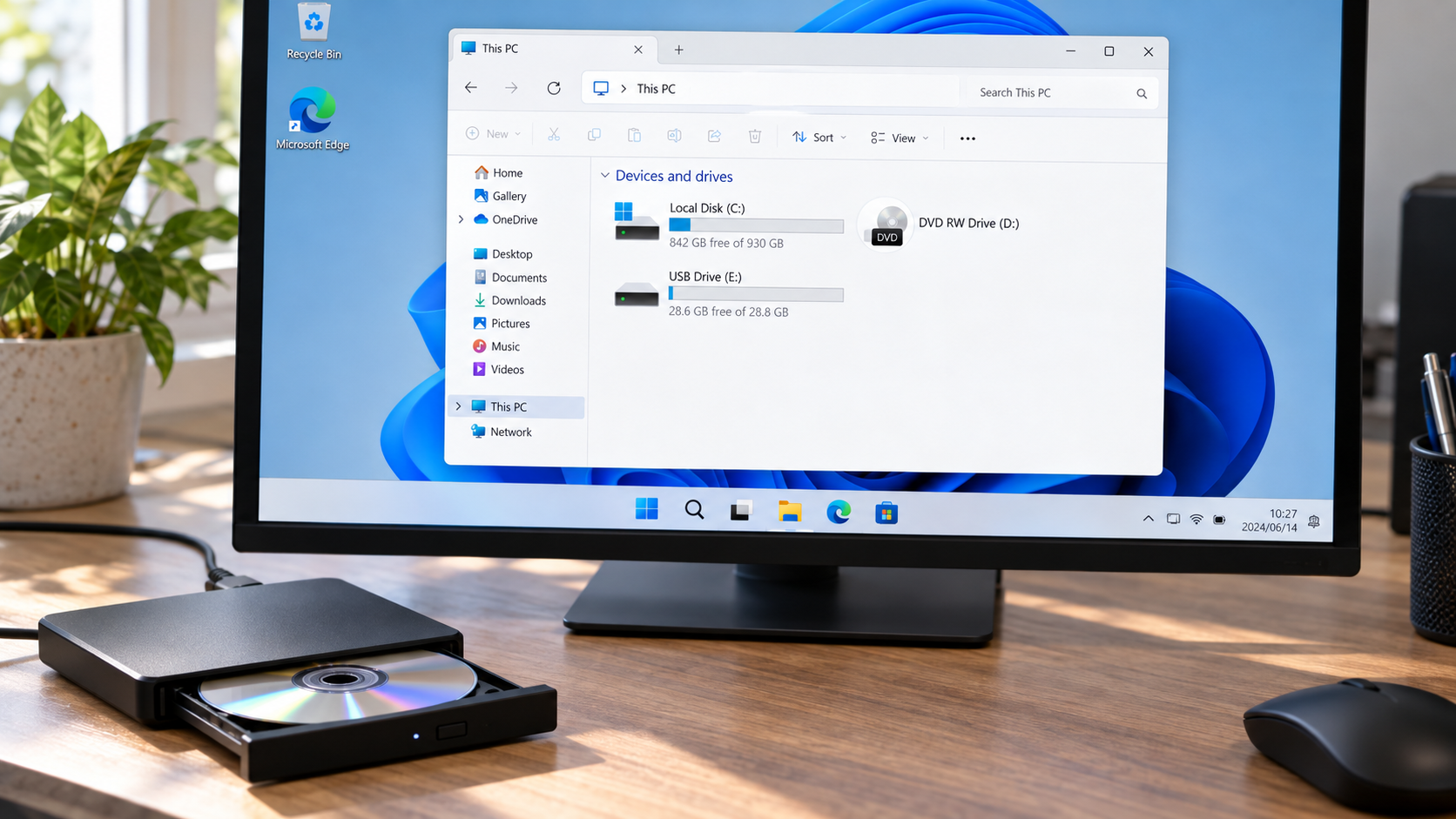 Windowsの起動と光学ドライブの認識を確認する