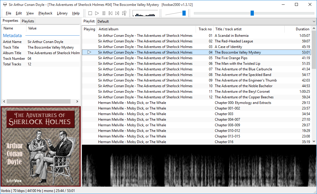 Foobar2000_v1.3.12_on_Windows_10,_with_LibriVox_audio_books_in_playlist,__visualization_+_album_art_+_tabs__view.png