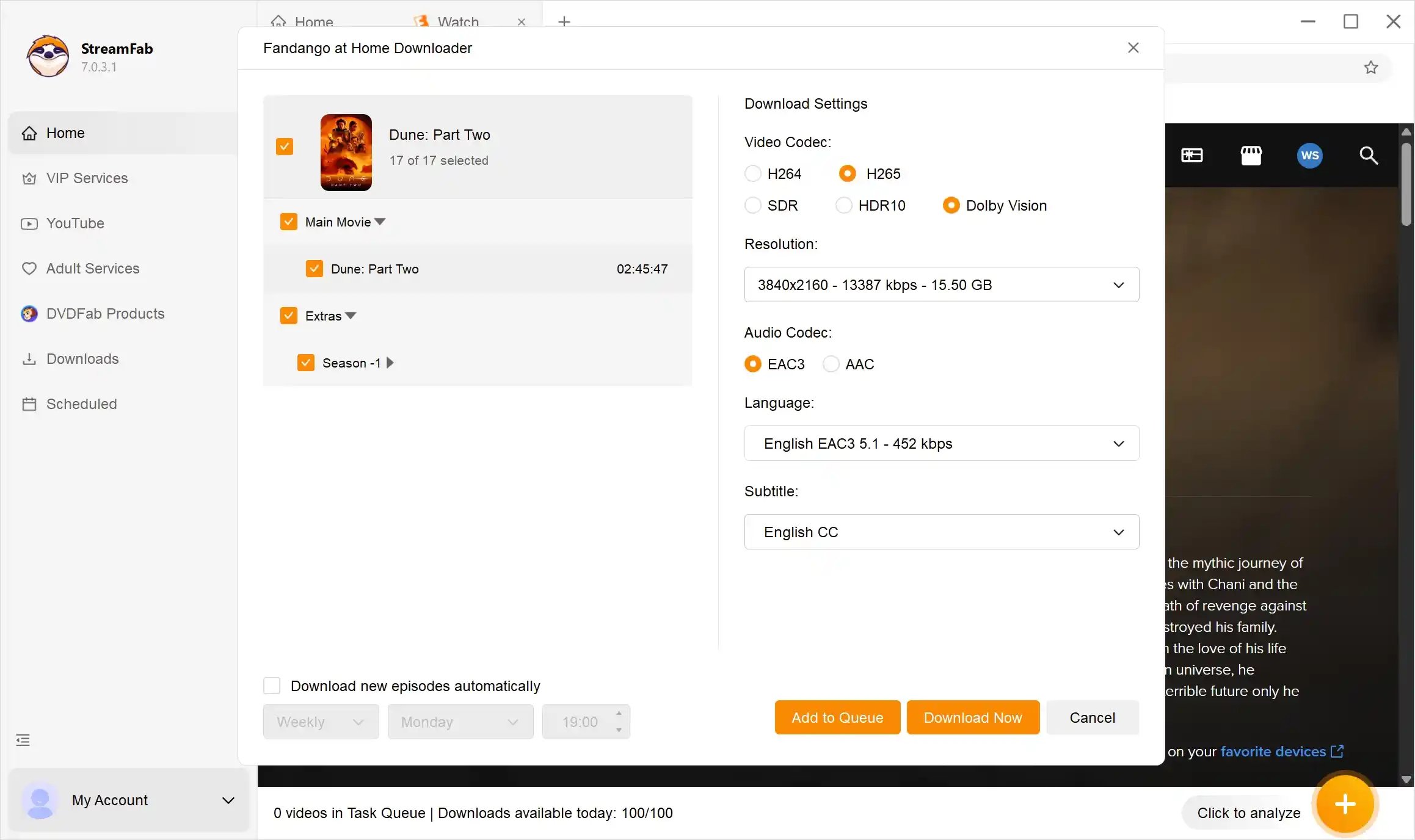 play fandango at home videos in streamfab for analyses