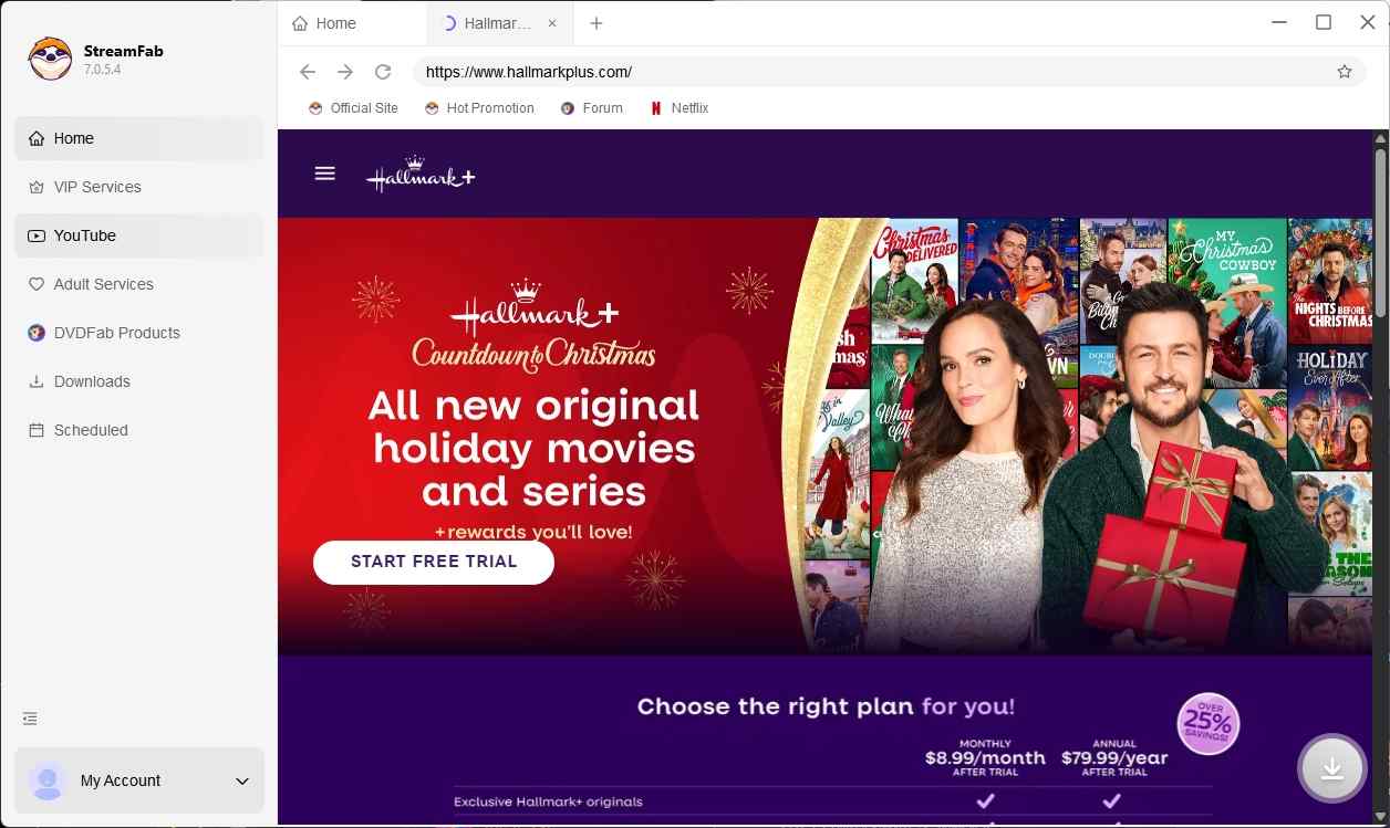 how to download hallmark+ videos via streamfab step 2