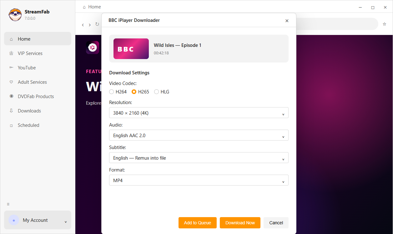 Über den integrierten StreamFab-Browser bei BBC iPlayer anmelden und eine im Vereinigten Königreich berechtigte Sendung öffnen
