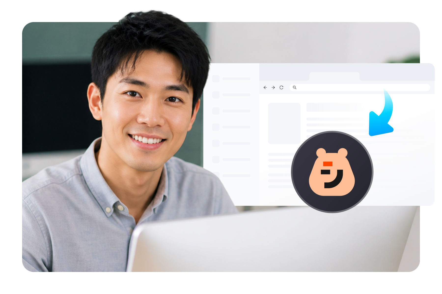 組み込みブラウザでコミモア に直接アクセス