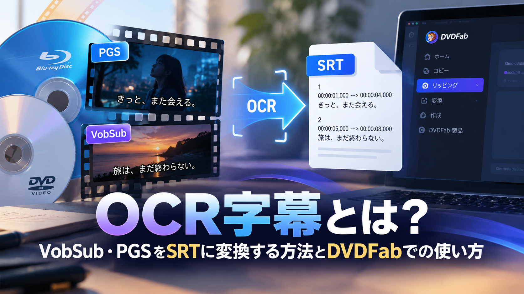 OCR字幕とは?VobSub・PGSをSRTに変換する方法とDVDFabでの使い方