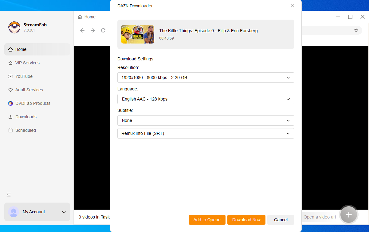 comment télécharger depuis dazn avec streamfab étape 2